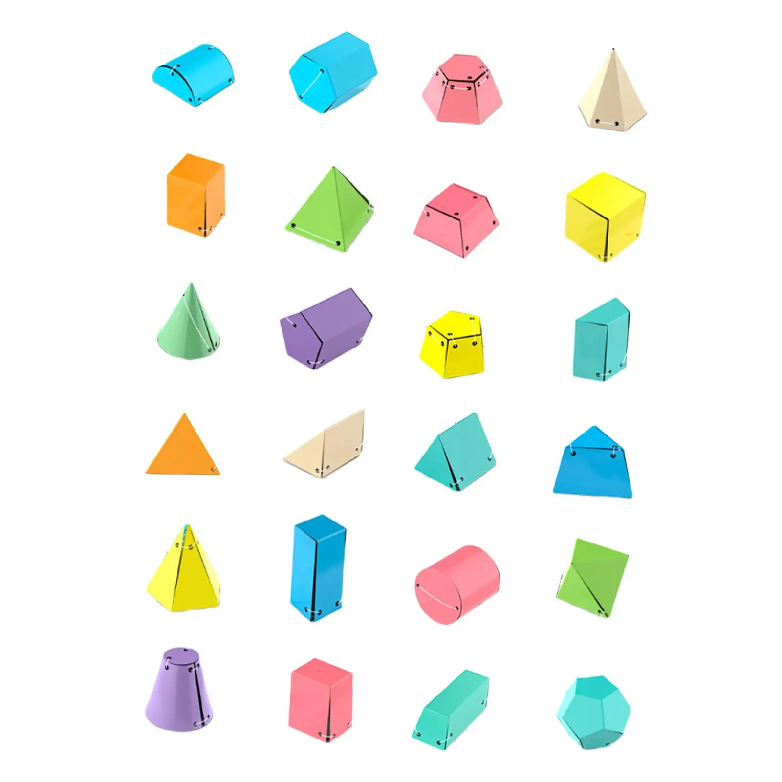 24Pcs Geometric Shapes Teacher Aids Early Math Surface Area Demonstrator 3D Shapes Geometric Solids for Preschool School Supply