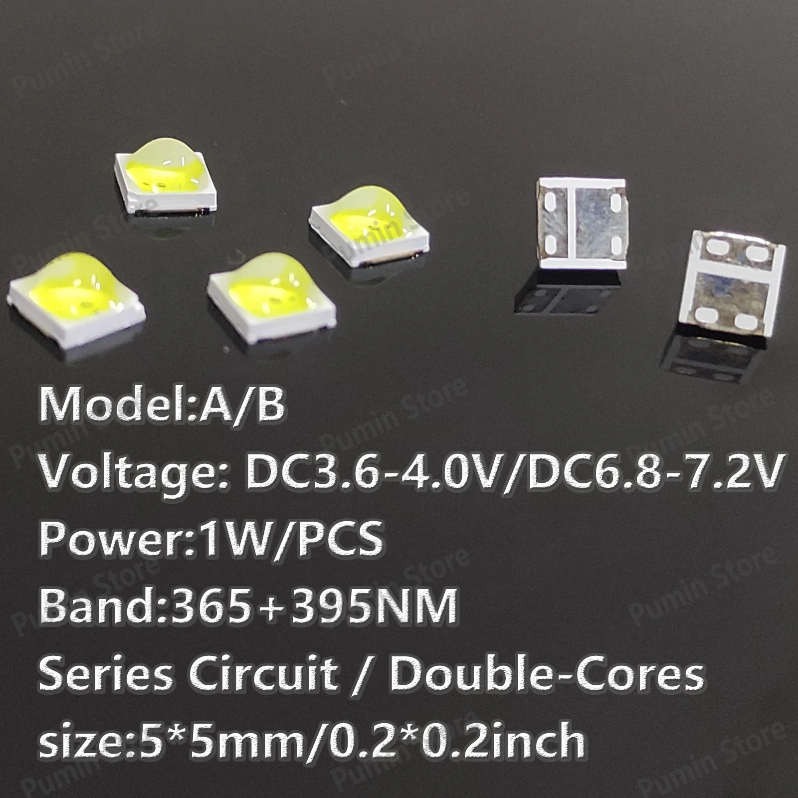 10 SZTUK Lampka do paznokci UV LED SMD DC6.8-7.2V DC3.6-4.0V 1W Lampa UV LED 365+395NM Diody LED do paznokci SUN Maszyna do akcesoriów DIY — zdjęcie 5