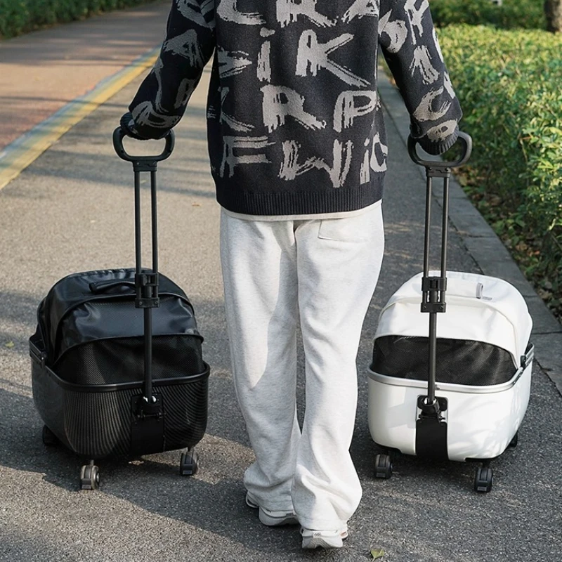 

Стильная коляска для собак и кошек, большая вместительная переноска для кошек, телескопическая тяга, тележка для собак, просторная тележка для домашних животных