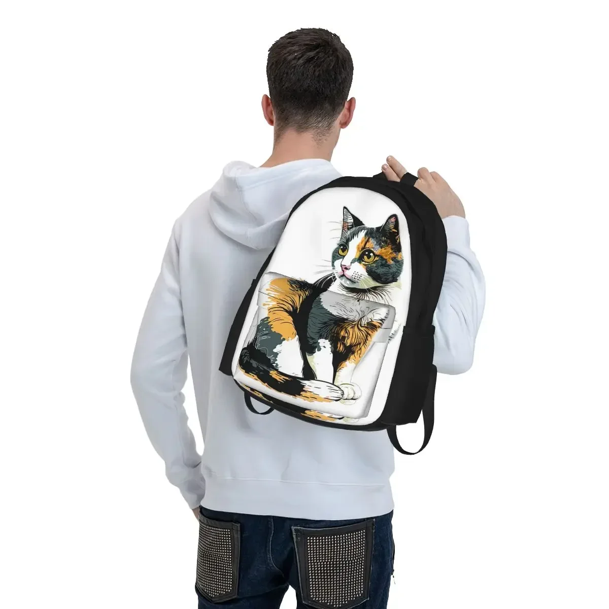 Cute Calico Cat Backpacks Boys Girls Bookbag Students School Bags Cartoon Laptop Rucksack Shoulder Bag Large Capacity