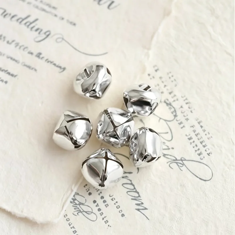 Metal Alloy Material 10mm Metal Craft Bells, 175 pcs, Christmas Tree Decor, Clear Crisp Sound for Pet Collar Charm, Silver