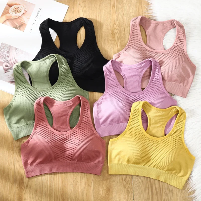 

Women's Sports Bras Shockproof Ventilated Chest Pad Tube Top Camisole Yoga Gym Tops Seamless Chest Wrap Push Up Underwear