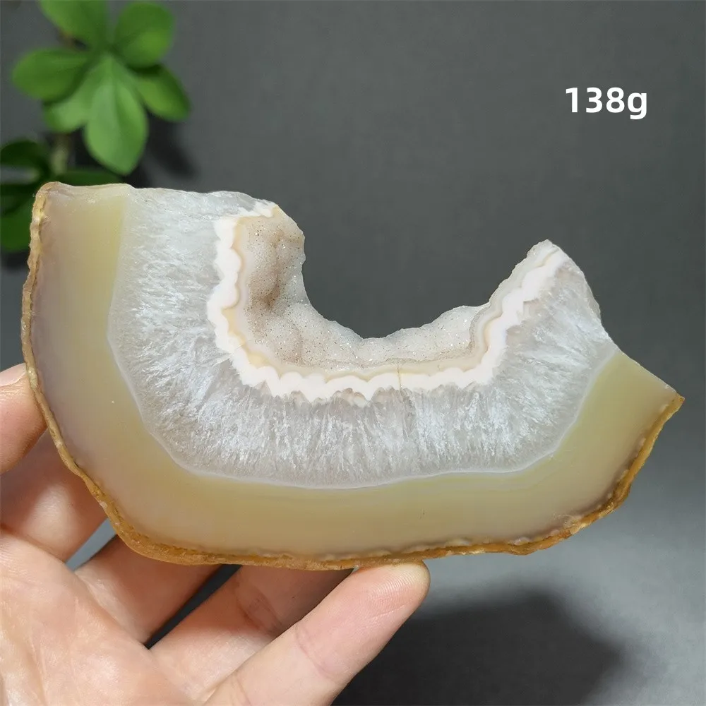 Natural Agate Crystal Cave Original Stone Slice Mineral Crystal Home  Office Decoration Gift Energy Reiki Healing Gem+Bracket