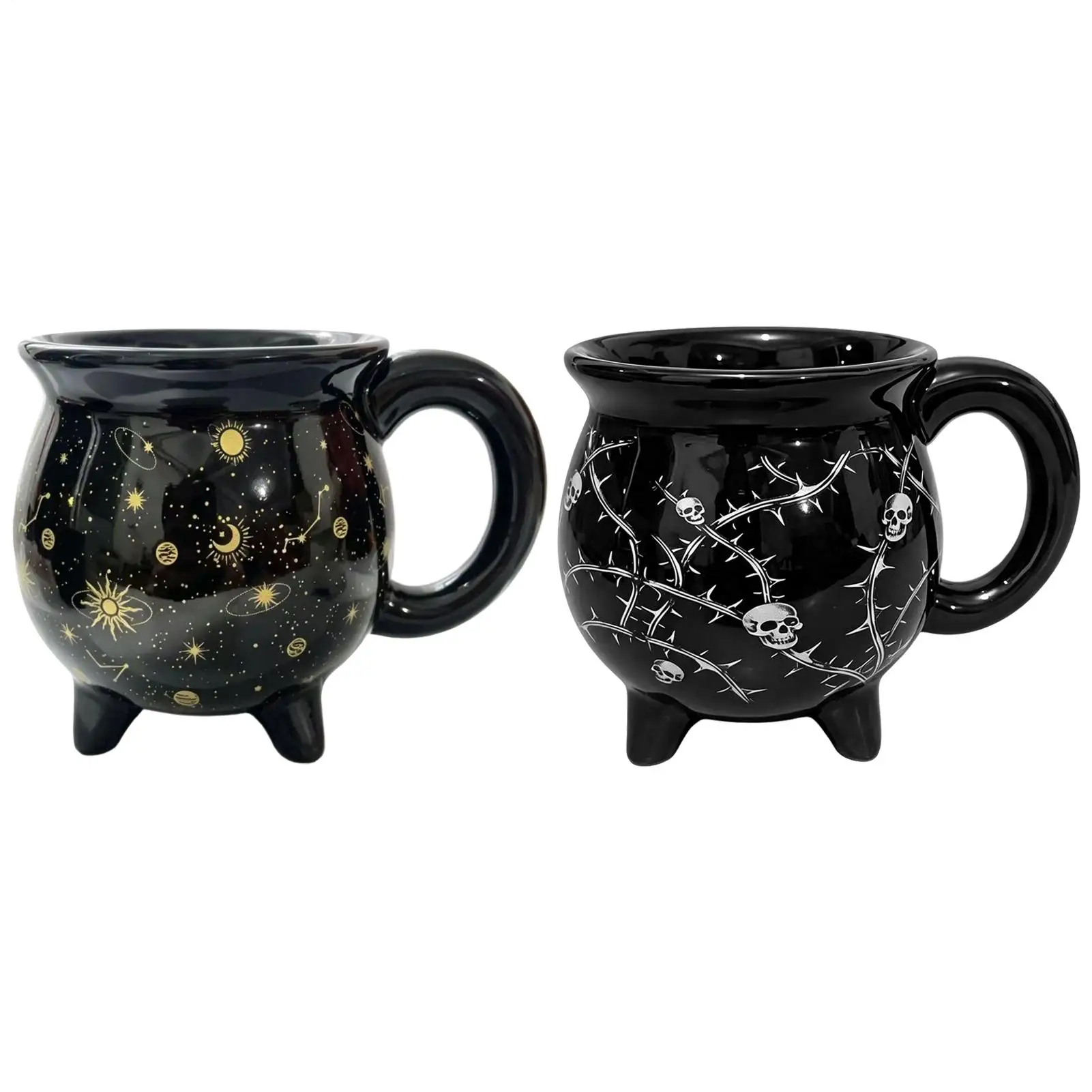 Halloween Coffee Mug Spooky Ceramic Drinkware Ergonomic Handle Ceramic Drinking Mug Desk Decor for Milk Whiskey Beer Water