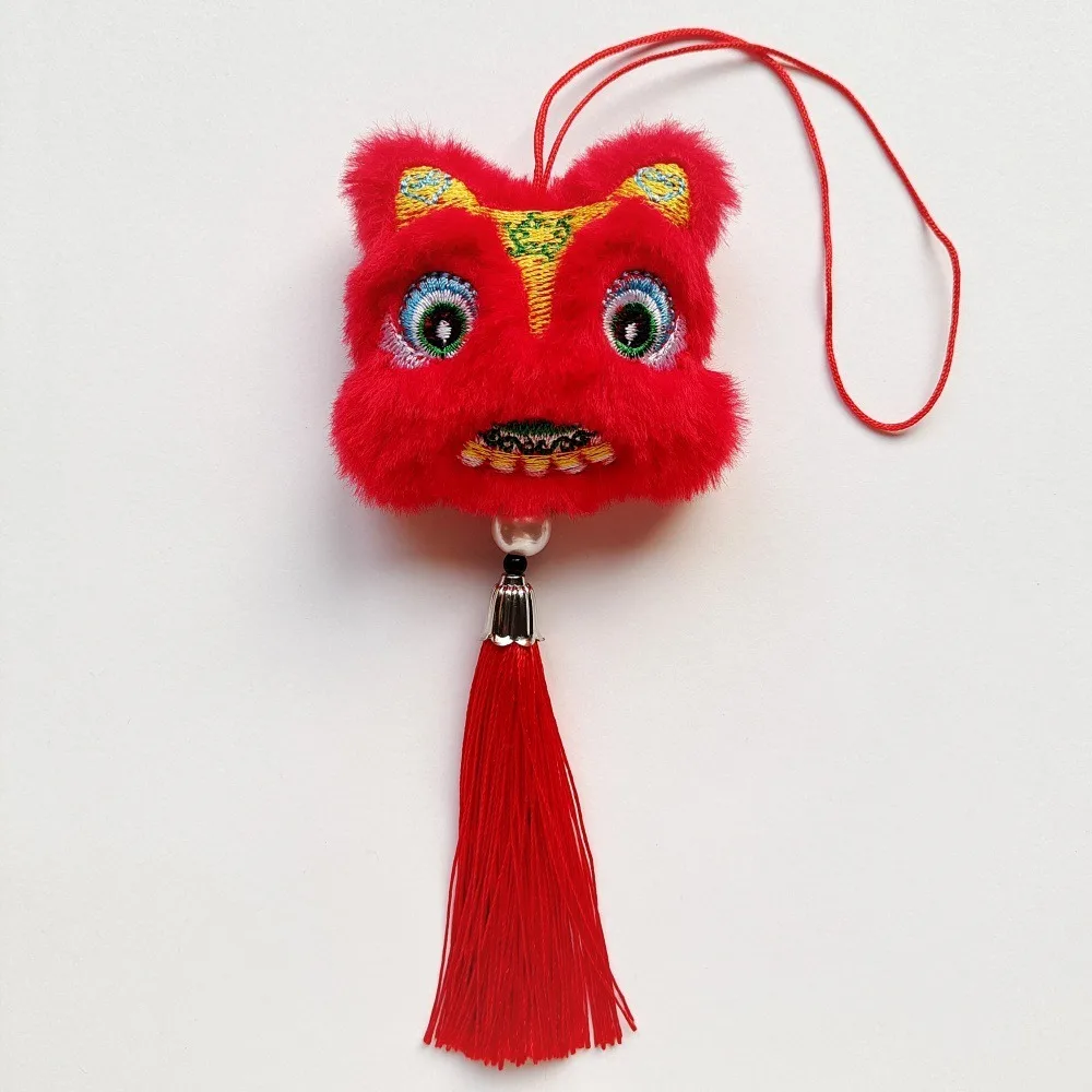 

Chinese Style Lion Dance Tassels Pendant Lucky Red 2025 New Year Zodiac Plush Doll Cartoon Traditional