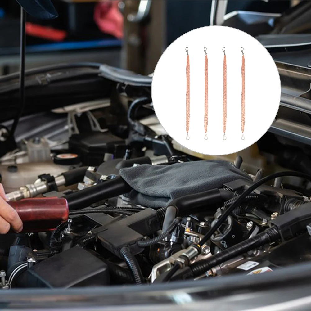 

4Pcs Earth Bonding Wire Automotive Ground Strap Set Connectors for Most Car Models and Types Automotive Ground Strap