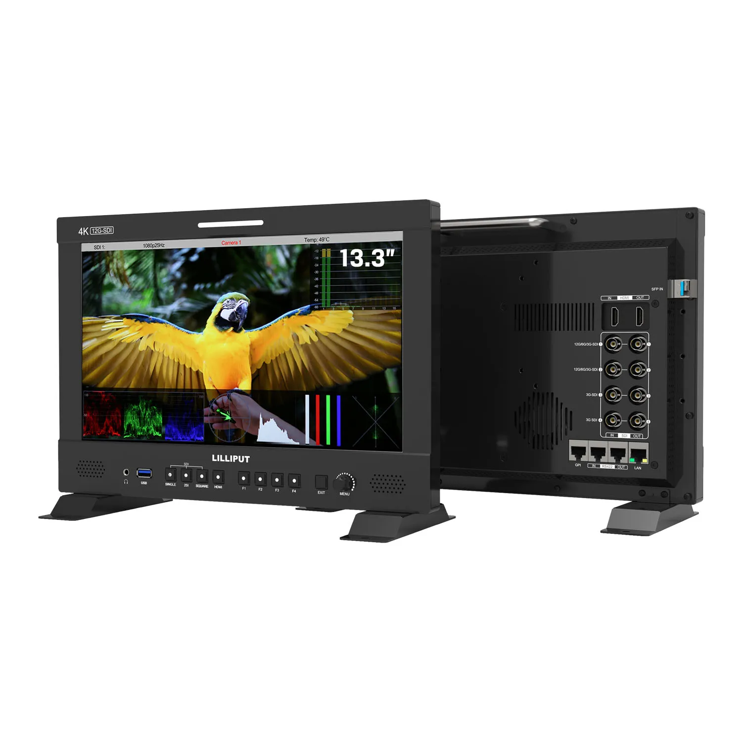 Lilliput Q13 Professional 12G-SDI 4K UHD HDR Broadcast Studio LCD Monitor 13.3 Inch 4-Channel with Quad View Metal 3D-LUT