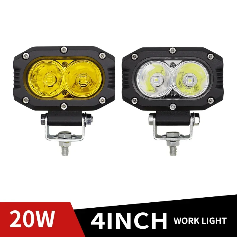 4 inch Car LED Spotlight Double Lens External Roof Running Light Super Bright Yellow and White Off-Road Vehicle Modification
