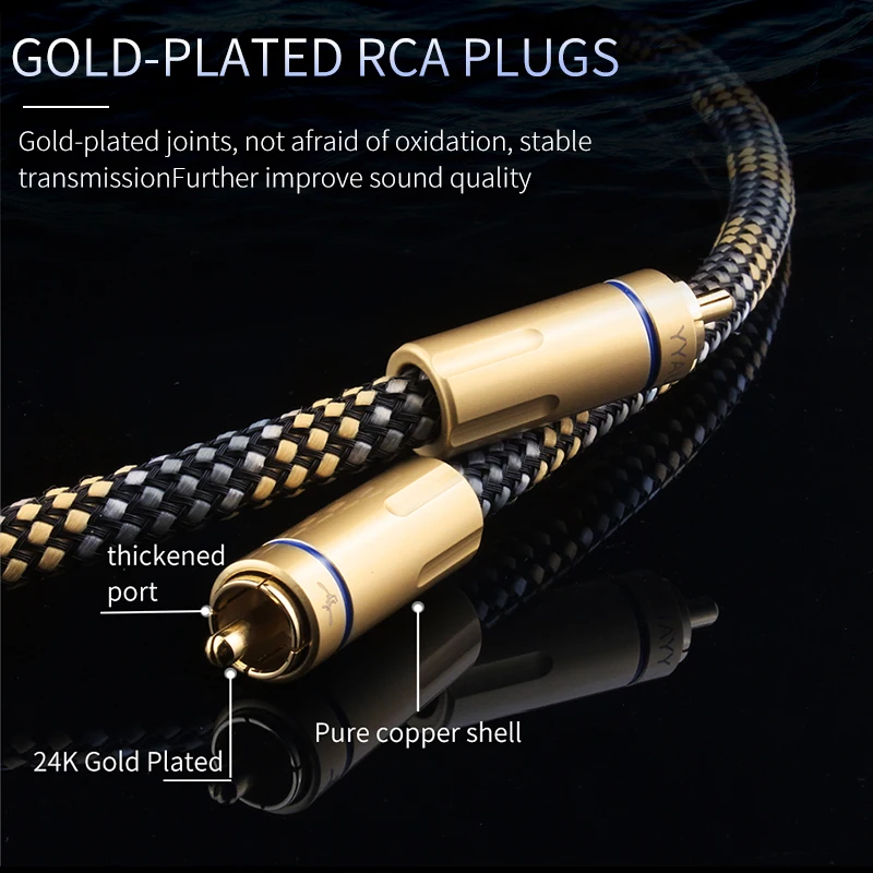 YYAUDIO 2RCA to 2RCA Interconnect Cable OFC For Amplifier TV DVD High-Performance Premium Hi-Fi Audio Cable HiFi RCA Audio Cable
