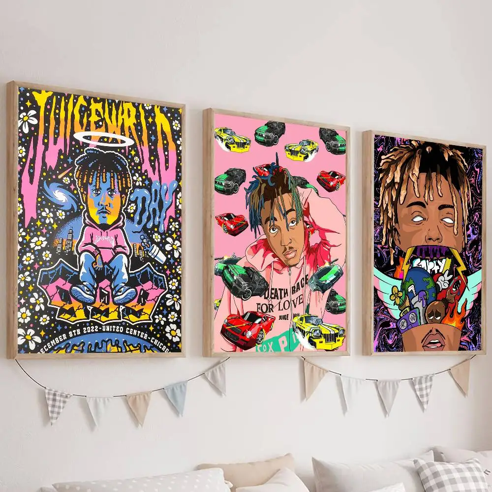ملصق Singer Juice Wrld ملصق فني ذاتي اللصق مقاوم للماء لتزيين جدران غرفة المقهى والبار