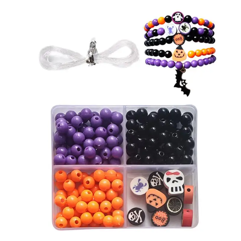 Kit de miçangas de halloween artesanal, pulseira de halloween, conjunto de miçangas, acessórios de festa, conjunto de miçangas, kit de fabricação de joias de férias para crianças