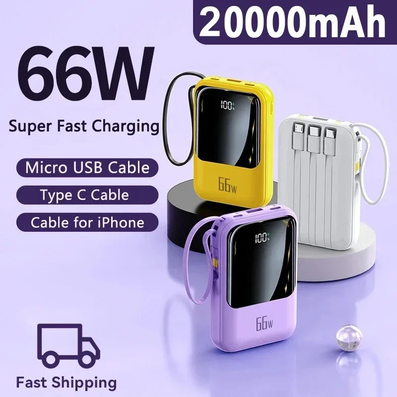 

2024 neue 20000mah Power Bank 66w supers chnelle Lade Power banks tragbarer externer Akku für iPhone Samsung Huawei Xiaomi