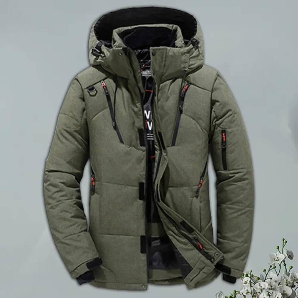 Trendy Men Coat Super Soft Jacket Coat Hooded Thicken Cotton Padded Overcoat  Buttons