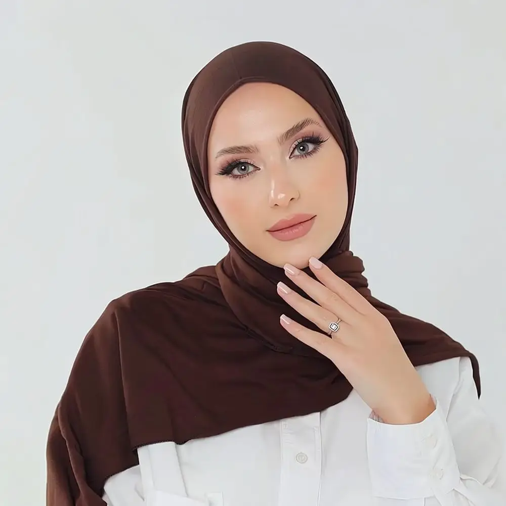 Elegant Women Jersey Long Scarf Breathable Headwrap Soft Fabric Hijab Fashion Sun Protection Shawl Outdoor Neck Warmer