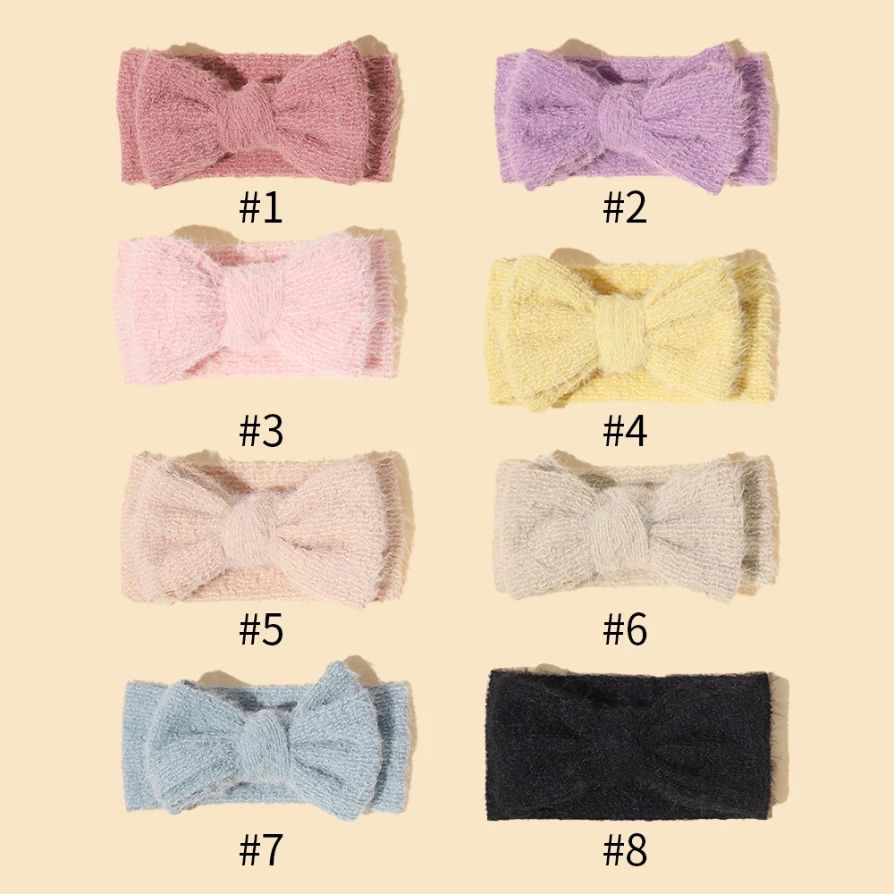Baby Accessories For Newborn Toddler Kids Baby Girl Boy Headbands Fabric Hairband Solid Colored Plush Warm Hair Accessories image 6