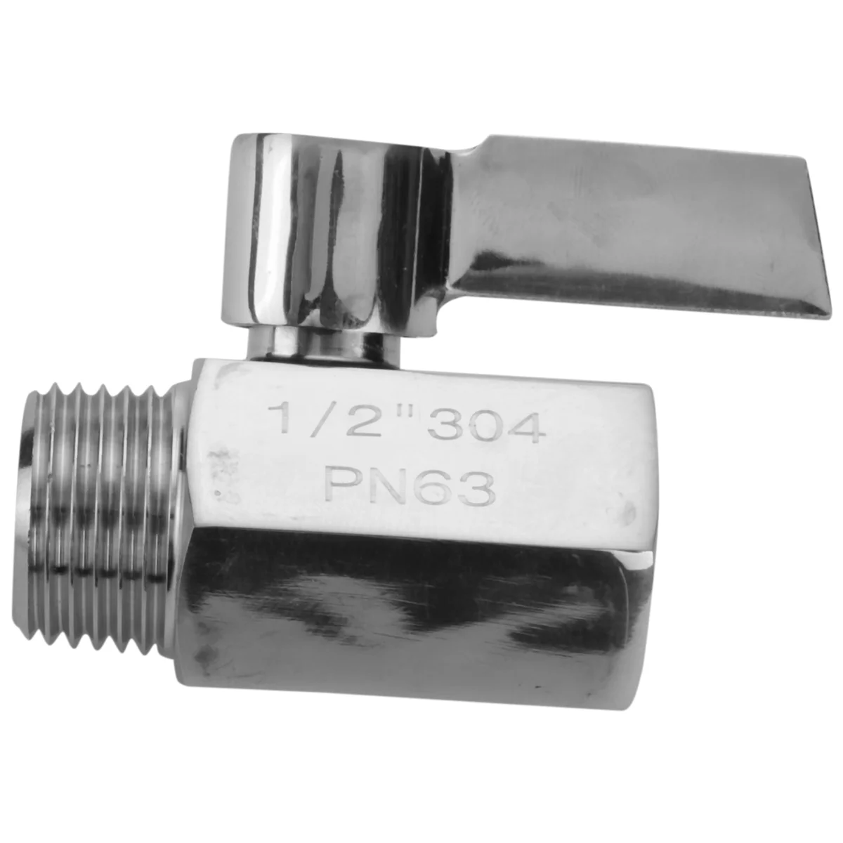 Aço inoxidável 304 Mini Ball Valve Regulador de fluxo de água Head Control Valve NPT Thread, 1/2 "Feminino x Masculino