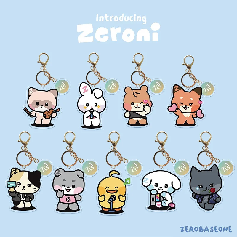 KPOP ZB1 Cartoon Transparent Acrylic Keychain Zeroni Kawaii Bag Accessories ZhangHao HanBin JiWoong GunWook TaeRae Fans Gifts