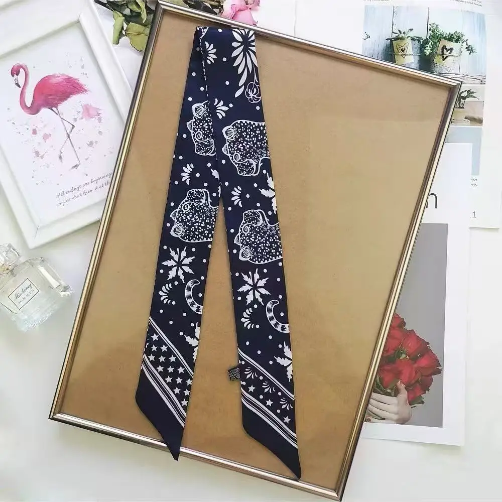 5*90 سنتيمتر الأوروبية والأمريكية الكلاسيكية ليوبارد طباعة حك وشاح حريري جديد قميص وشاح متعدد الوظائف التعادل الشعر التعادل حقيبة غاسل