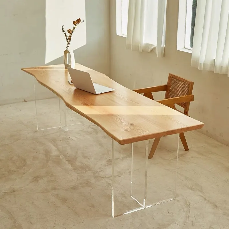Nordic Solid Wood Acrylic Floating Table Modern Simple Study Bedroom Office Desk Creative Home Furniture Mobili Da Studio FYFD