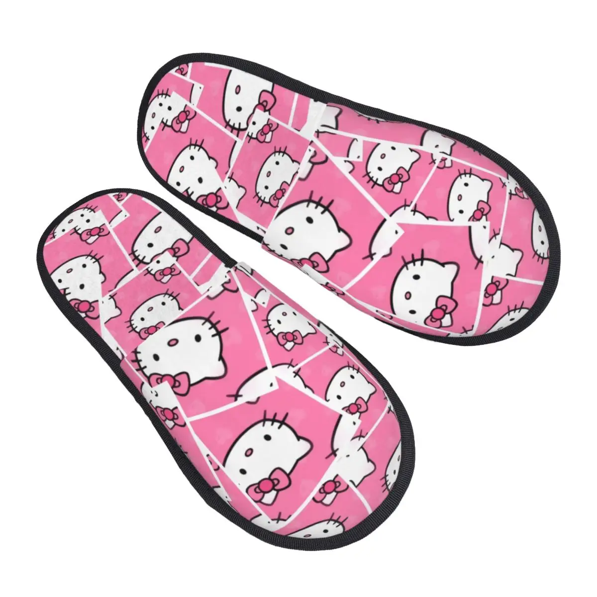 Custom Hello Kitty Cartoon Cat Pattern Soft Memory Foam House Slippers Women Comfy Warm Anti-Skid Slipper