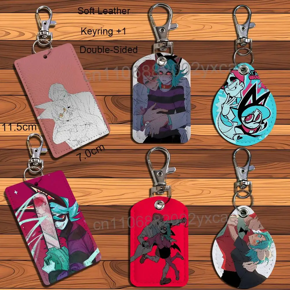 Simple line cartoon style Psychocuties Card Holder Keychain Key Ring Door Lock Access Protective Case For Security Gift