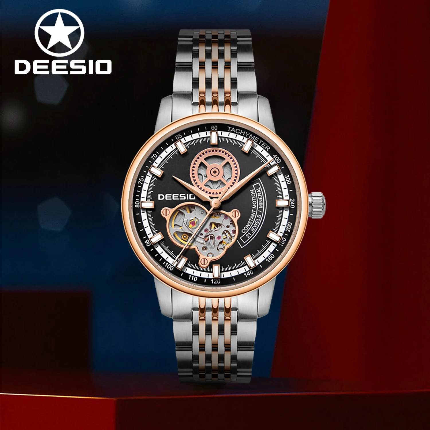 

Deesio Men's Automatic Mechanical Watch 42mm Thin 11.5mm 50M Water-Resistant Sapphire Crystal 316L Stainless Steel Bracelet
