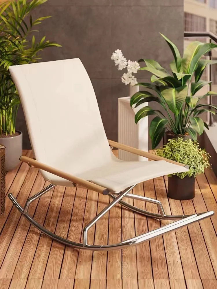 New Simple Lounge Chair, Rocking Chair, Adult Living Room Balcony Home Leisure Lunch Break Lazy Sofa, Outdoor Folding Chair