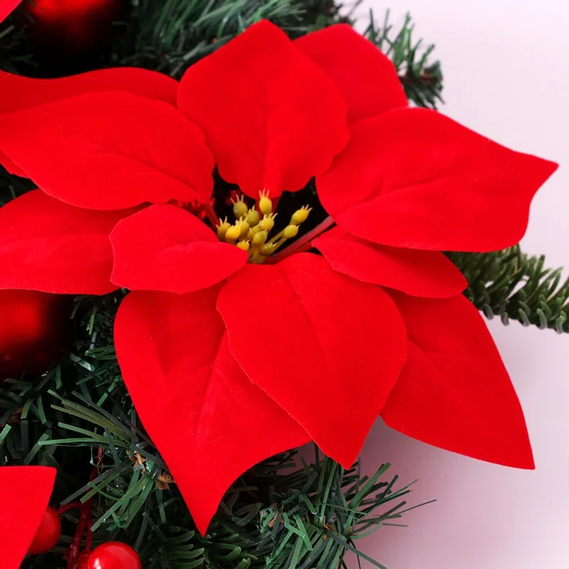 Artificial Poinsettia Bouquet for Christmas, Red Flowers Head, Xmas Tree Ornaments, Indoor and Outdoor Decorations