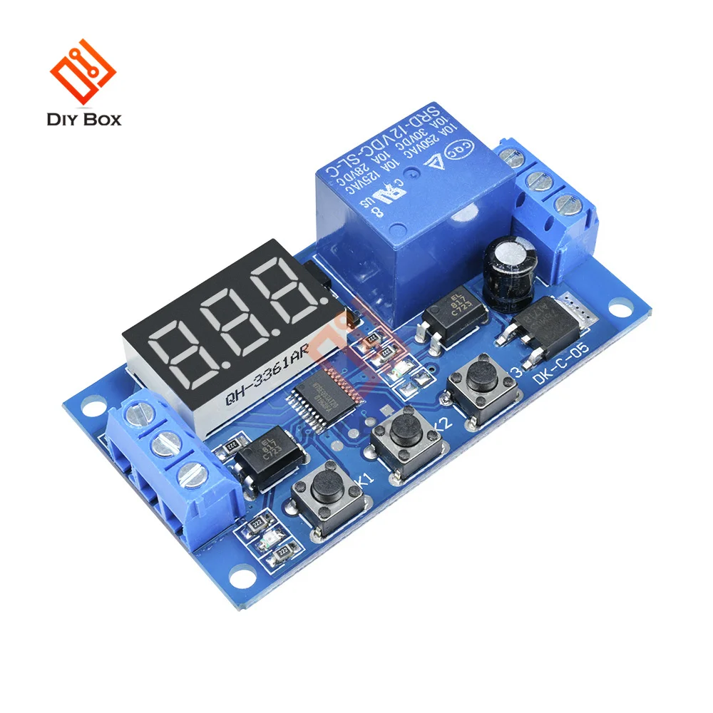 1 Channel 12V Control Programmable Timer Switch Trigger Cycle Module Digital LED Display Time Delay Relay Module Board With Case