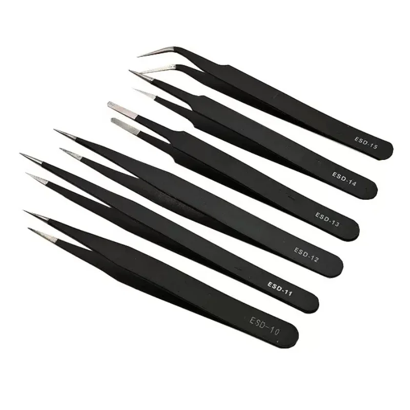 1.5mm Industrial Tweezers Anti-Static Stainless Steel Tweezer Set Mobile Phone Repair Tools ESD Precision Tweezer ESD10 to ESD15