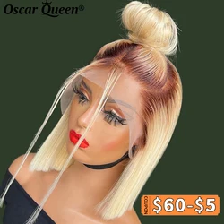 4/613 Dark Root Honey Blonde Colored Short Bob Human Hair Wigs Remy Ombre Blonde Bob 13X4 Lace Front Human Hair Wigs For Women