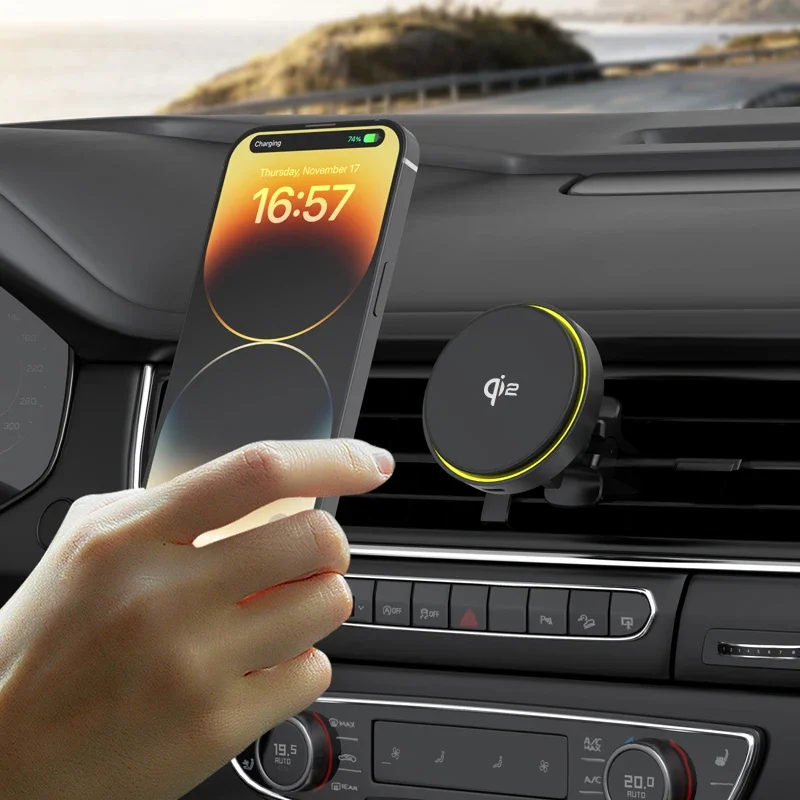 

Qi2 15W Car Chargers for MagSafe, Strong Magnetic Wireless Charger for Car Vent for IPhone 16/15/14/13/12 Fast Charging