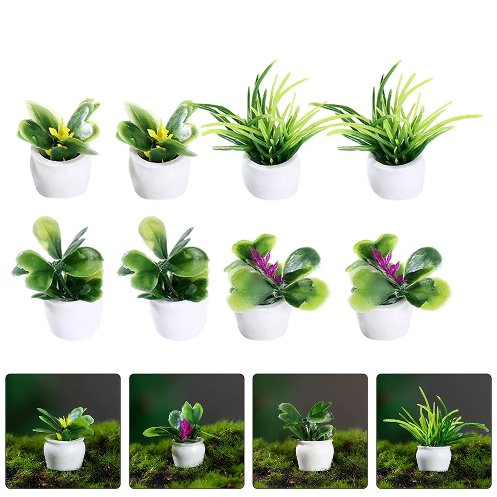 

8Pcs Plant Simulation Miniature Bonsai Compact Design for Dollhouse Potted Plant Decor Miniature Garden Bonsai Adornments
