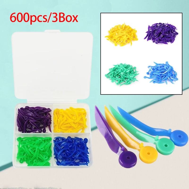 Disposable Plastic Side Shims, 4 Sizes, 600 Pieces/3 Boxes, with End Hole, for Dentals Care and Oral Hygiene Tools
