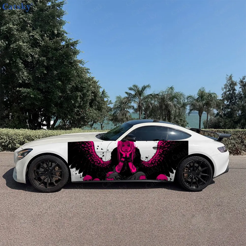 

2pcs Fallen Angel Decal, Durable, Fade-Resistant, Enhance Your Vehicles Aesthetic With Bold Art Design Car Vinyl Wrap