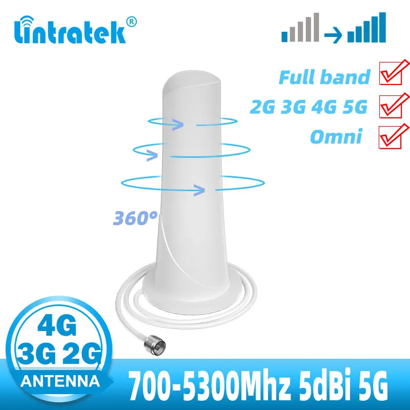 lintratek Indoor Antenna 2G 3G 4G 5G LTE Cellular Amplifier Booster Antenna GSM CDMA 700 to 5300MHz 5dB Cell phone Repeater B28