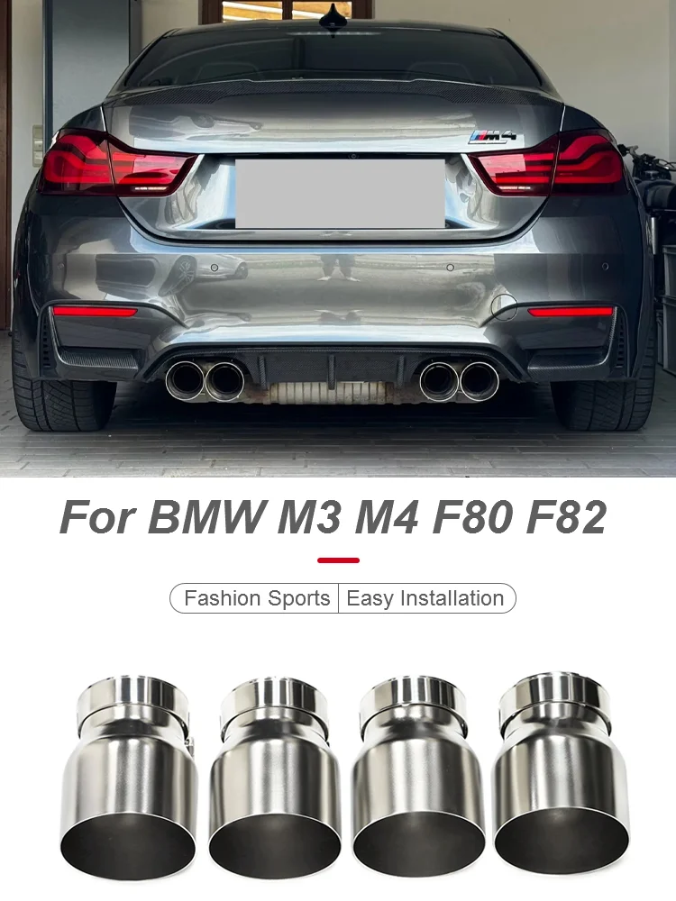 4 Stück Auspuffspitzen aus Edelstahl für BMW F87 M2 F80 M3 F82 F83 M4 Schalldämpferrohr Endrohr Düse Auspuffanlage Rohr