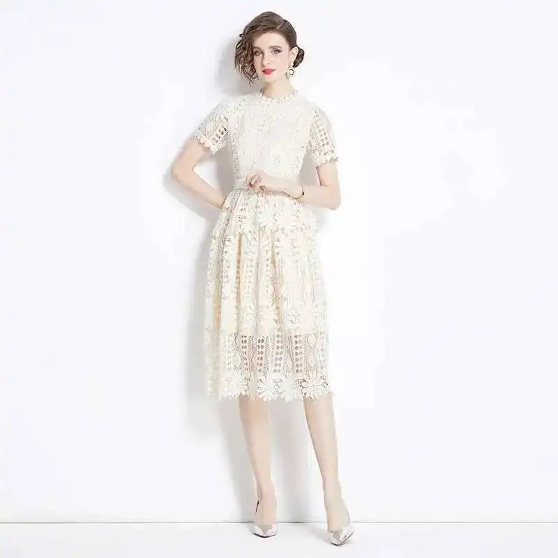 JAMERARY Brand Designer Summer Luxury Evening Prom Holiday Dress Women Midi Long Flower Embroidery White Lace Party Vestido Belt