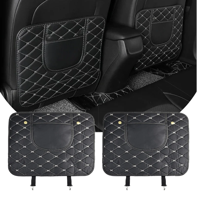 

PU Leather Car Anti-Kick Mats Auto Seat Back Protector Cover Half-Size Black Car Back Seat Organizer Interior Accessories