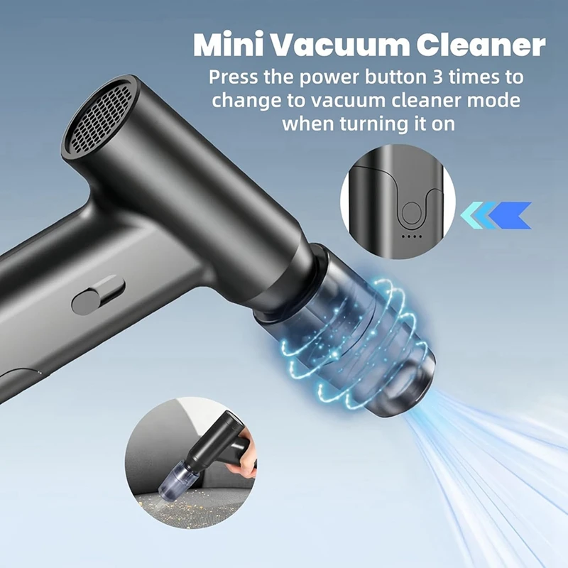 Plumero de aire comprimido, soplador de aire portátil de 11000RPM y Mini aspiradora inalámbrica para teclado de ordenador de casa y coche