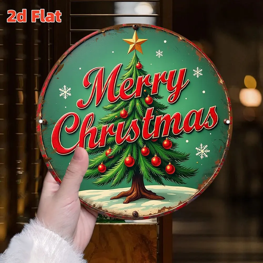 2D Flat Printing 1pc Round Wooden Art Ornament, Featuring Warm Greetings Like 