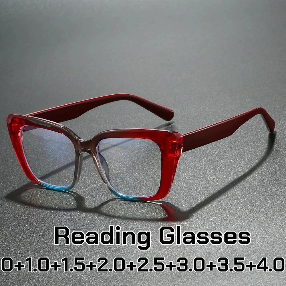 

Oversize Frame HD Reading Glasses Men's and Women's Fashionable Large Square-frame Anti Blue Light Presbyopia Glasses Diopter