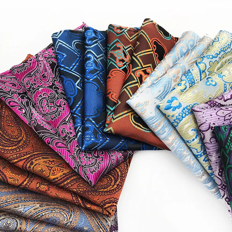 New Tide 25*25CM Paisley Cashew Flower Polyester Handkerchief Pocket Square for Man Business Wedding Suit Accessories