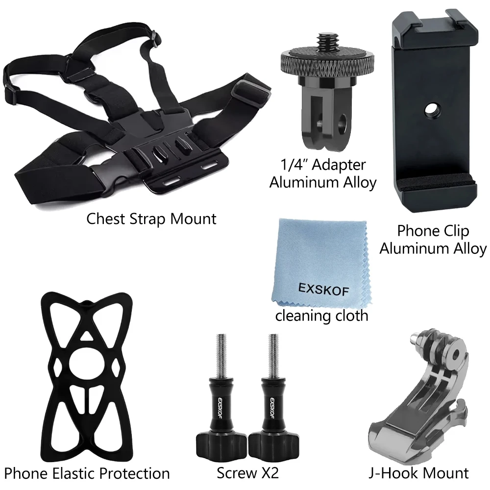 Alles-in-één actiecamera-accessoireset Hoofdband Borstband Mount Verstelbaar voor GoPro Hero Telefoon Osmo SJCAM AKASO insta360