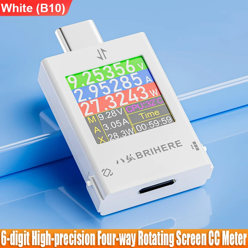 B10 DC 4,5-50V Type-c Multifunctioneel digitaal display DC-spanning Ampèremeter Vermogensmeter Mobiele telefoon Oplaadtester 600W 12A Max