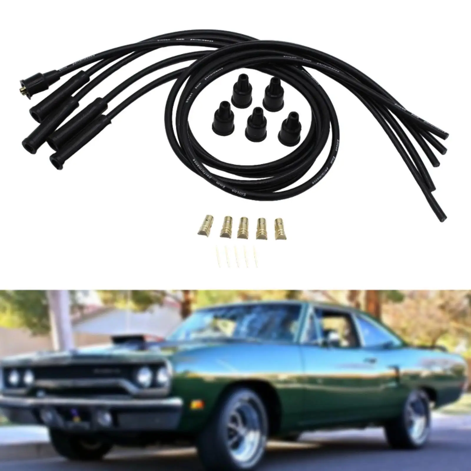 8mm HT Leads Professional High Performance Easy Installation Directly Replace for 4 Cylinder Classic Cars Auto Accessories