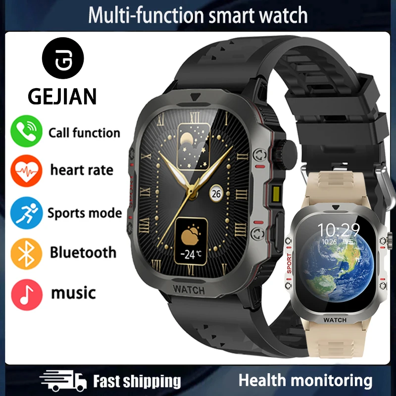 

GEJIAN новые светодиодные мужские сенсорные экраны высокой четкости 5,2 Bluetooth-вызов мониторинг сердечного ритма и здоровья водонепроницаемые умные часы