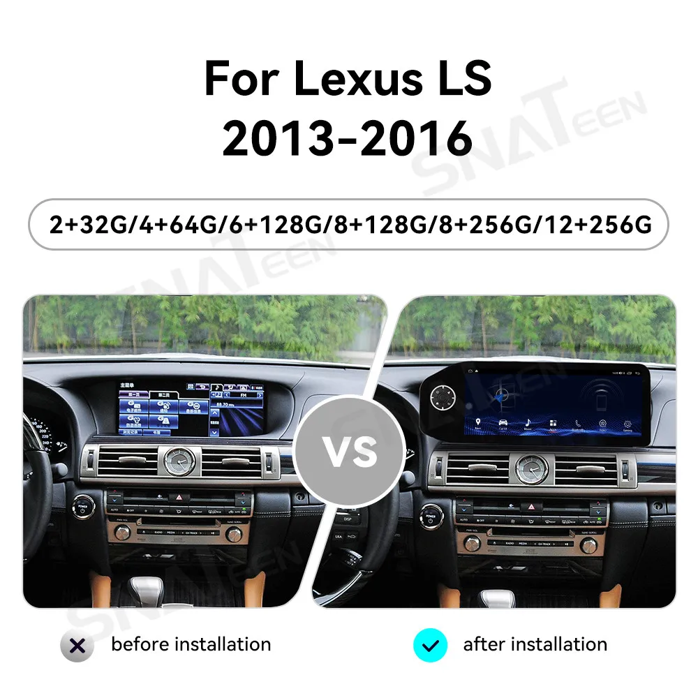 

12,3-дюймовый автомобильный радиоприемник CarPlay Android 13 для Lexus LS 2013-2016, мультимедийный плеер с сенсорным экраном, GPS-навигация, автомобильные аксессуары DSP