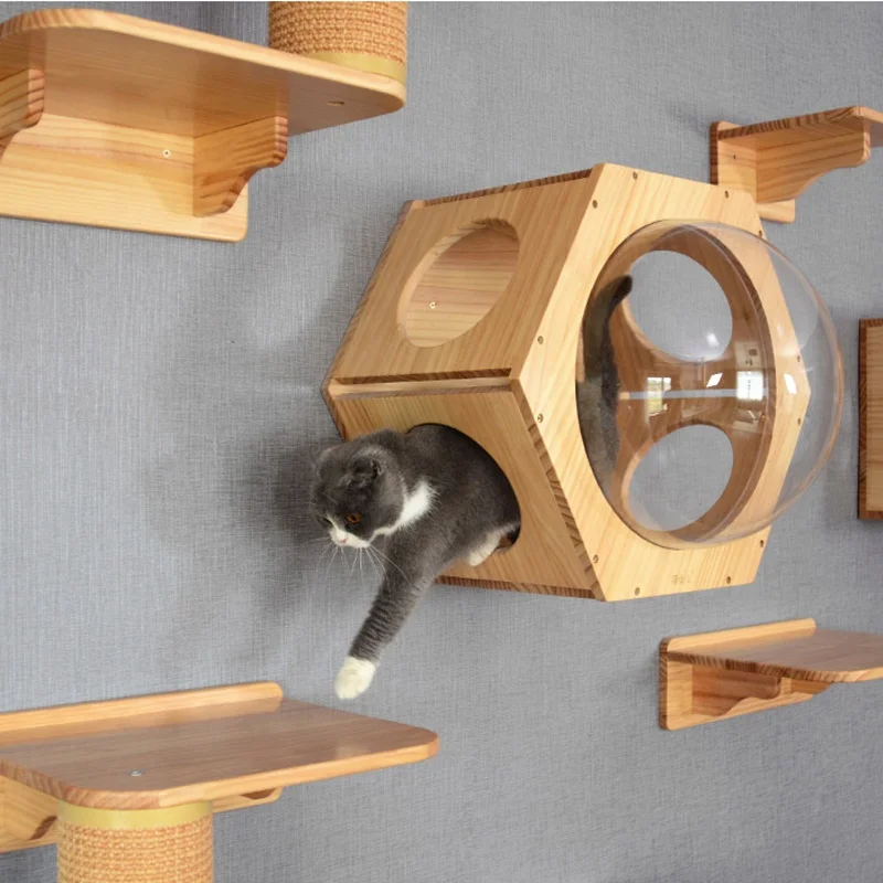 

Wholesale Sisal Scratching Column Pole Wall Mounted Cats Bed Activities Space Tunnel Multi Level Pet Furniture Wall Cat Tree