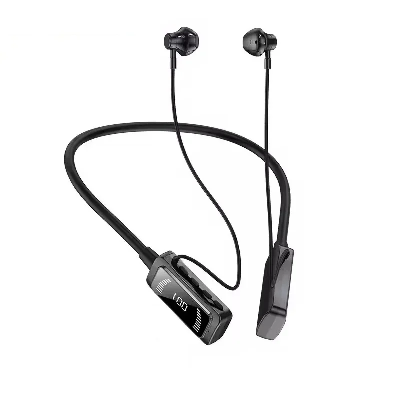 Long Range Neck Mounted Magnetic HiFi Bluetooth 5.3 LED Wireless Sports Waterproof Earphones